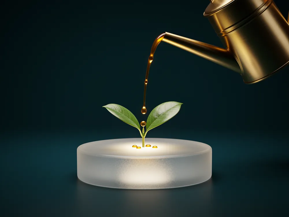 A gold watering can nurturing a green sprout: CRAFT rewards sober time so healthy change can grow