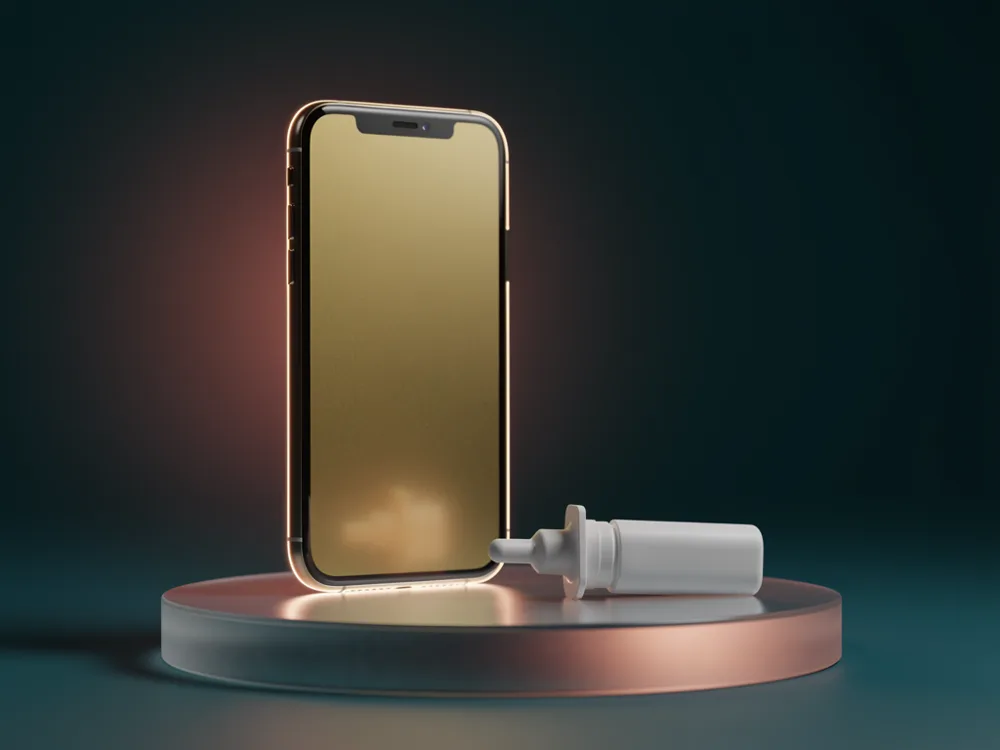 A phone beside a naloxone nasal spray: call 911 for an overdose and keep Narcan in the house