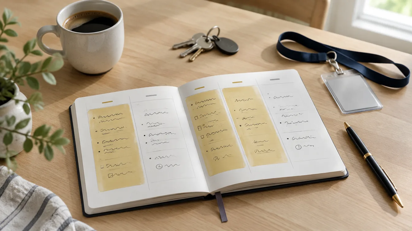 A weekly planner with three weekdays marked in gold and two left open, a picture of an outpatient program in Woodland Hills that meets one to five days a week
